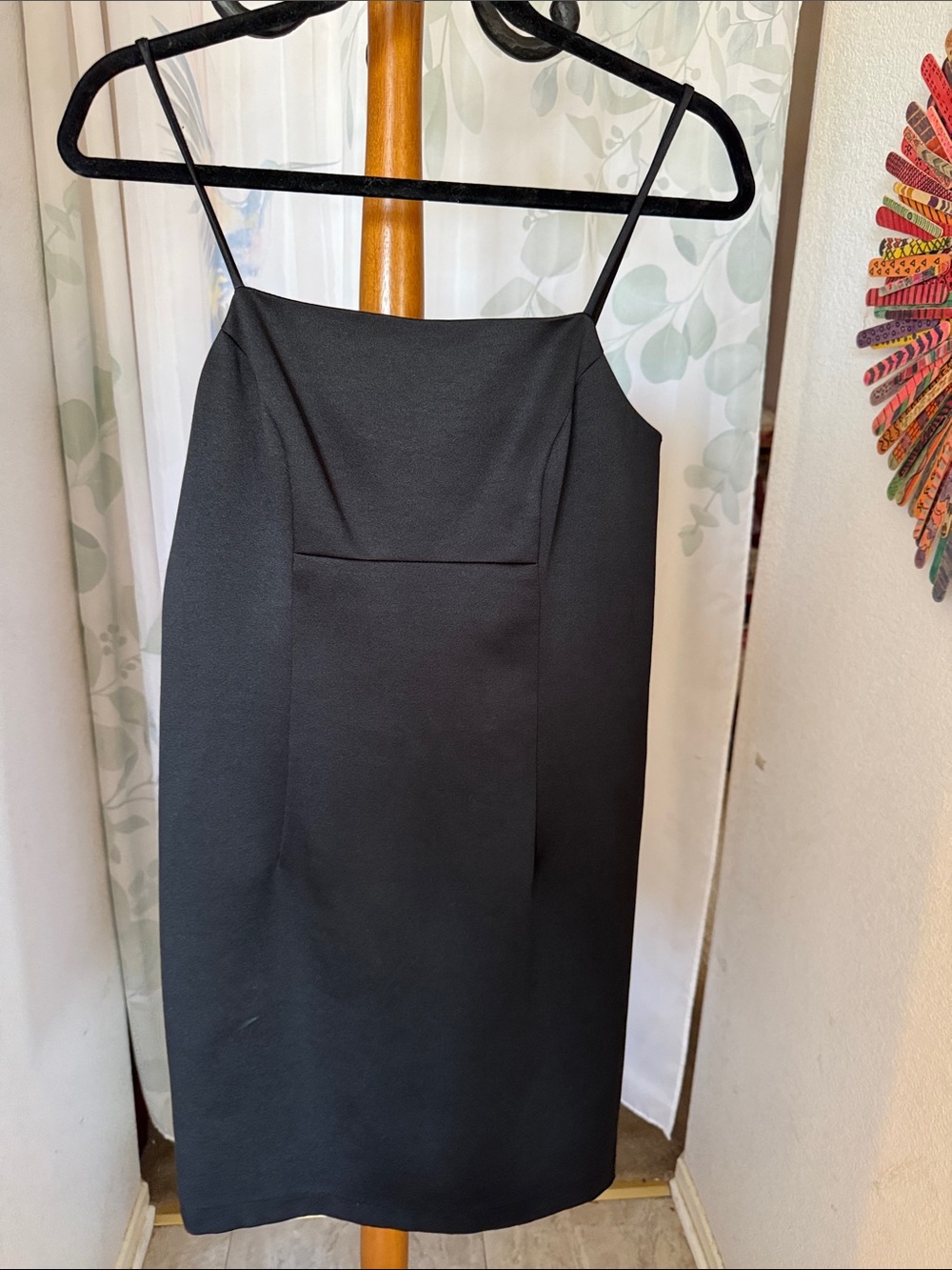 Classic Black Spaghetti-Strap Pencil Skirt